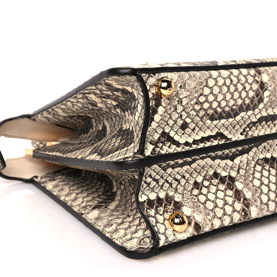 Fendi Snakeskin Shiny Nappa Small Peekaboo I SEE U Beige Image 7