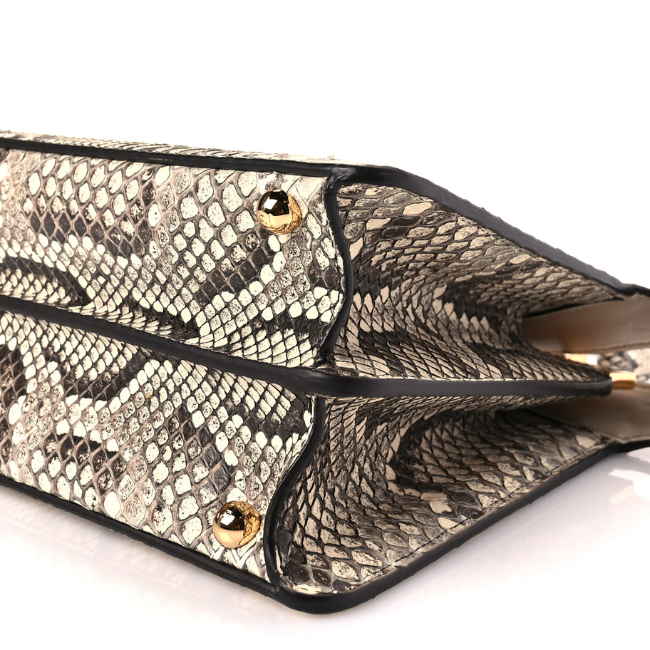 Fendi Snakeskin Shiny Nappa Small Peekaboo I SEE U Beige Image 8