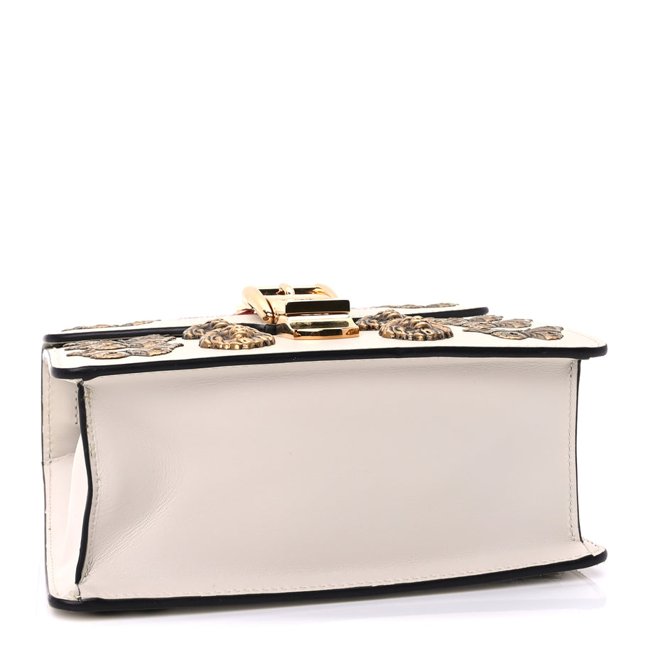 Gucci Calfskin Animal Studs Mini Sylvie Top Handle Bag White Image 3