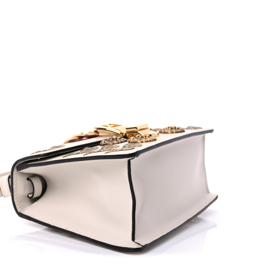 Gucci Calfskin Animal Studs Mini Sylvie Top Handle Bag White Image 6