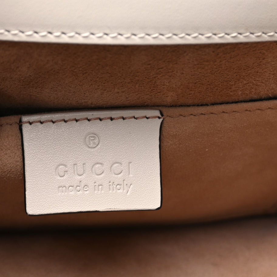 Gucci Calfskin Animal Studs Mini Sylvie Top Handle Bag White Image 7