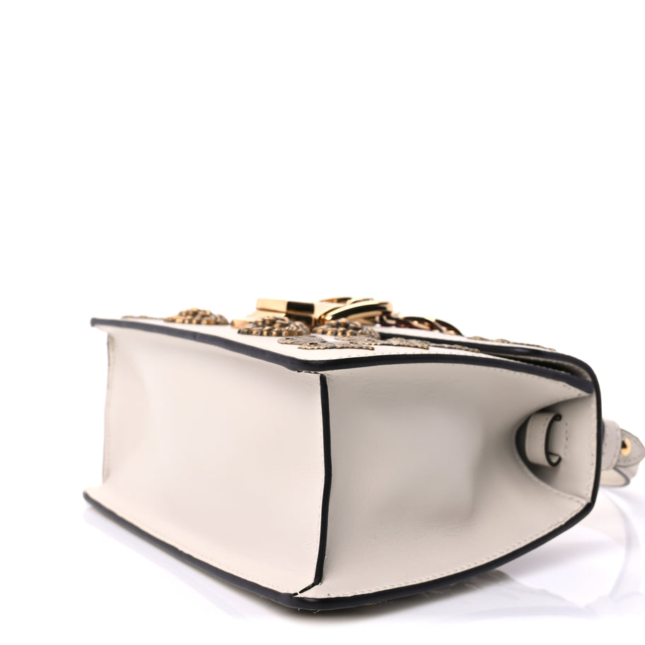 Gucci Calfskin Animal Studs Mini Sylvie Top Handle Bag White Image 8
