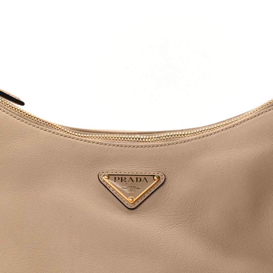 Prada Soft Calfskin Large Aimée Shoulder Bag  Travertine Image 6