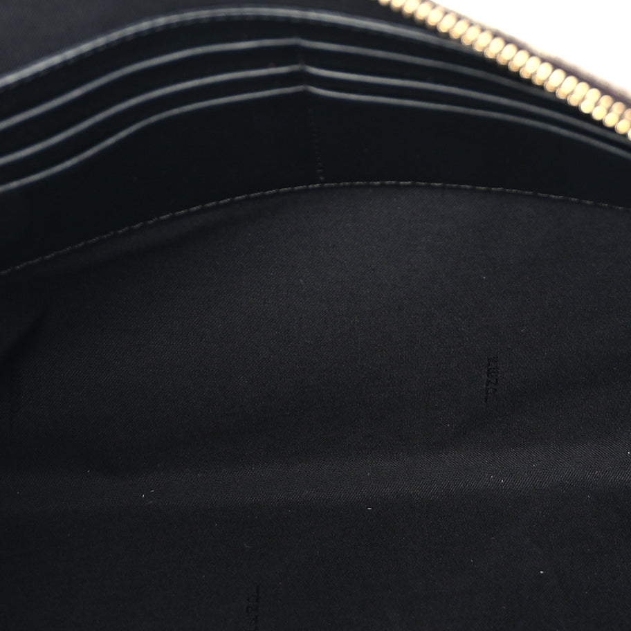 Fendi Glazed Fabric Vitello Century FF 1974 Stamp Patch Large Flat Pouch  Mogano Panna Black Image 6