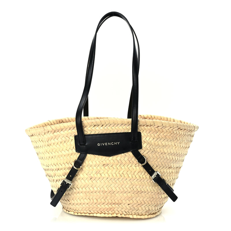  Givenchy Raffia Voyou Basket Tote Black