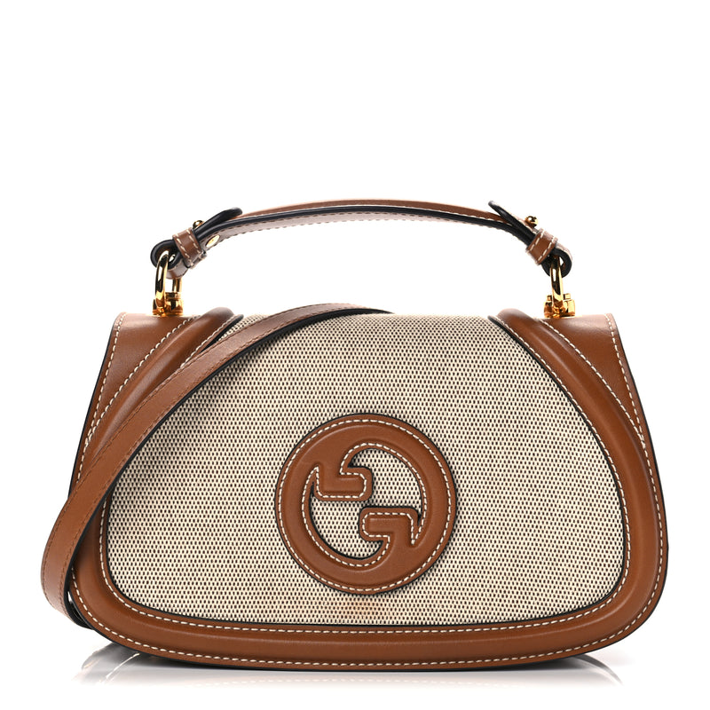  Gucci Canvas Medium Blondie Top Handle Bag Brown