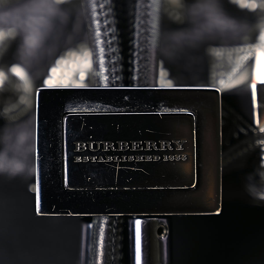 Burberry Calfskin Mason Warrior Studded Hobo Black Image 5