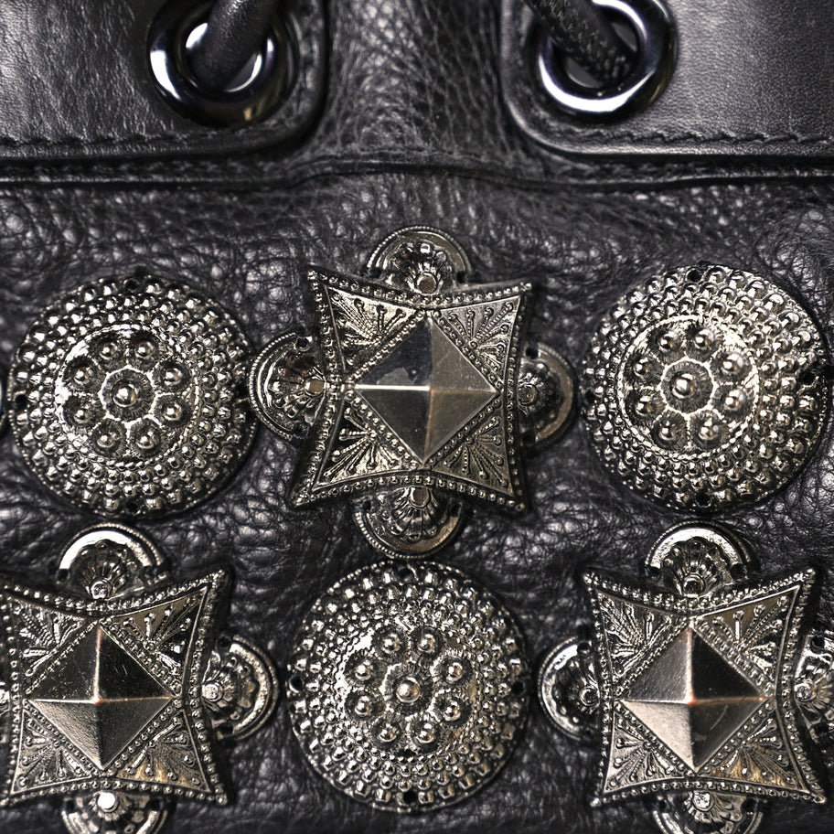 Burberry Calfskin Mason Warrior Studded Hobo Black Image 7