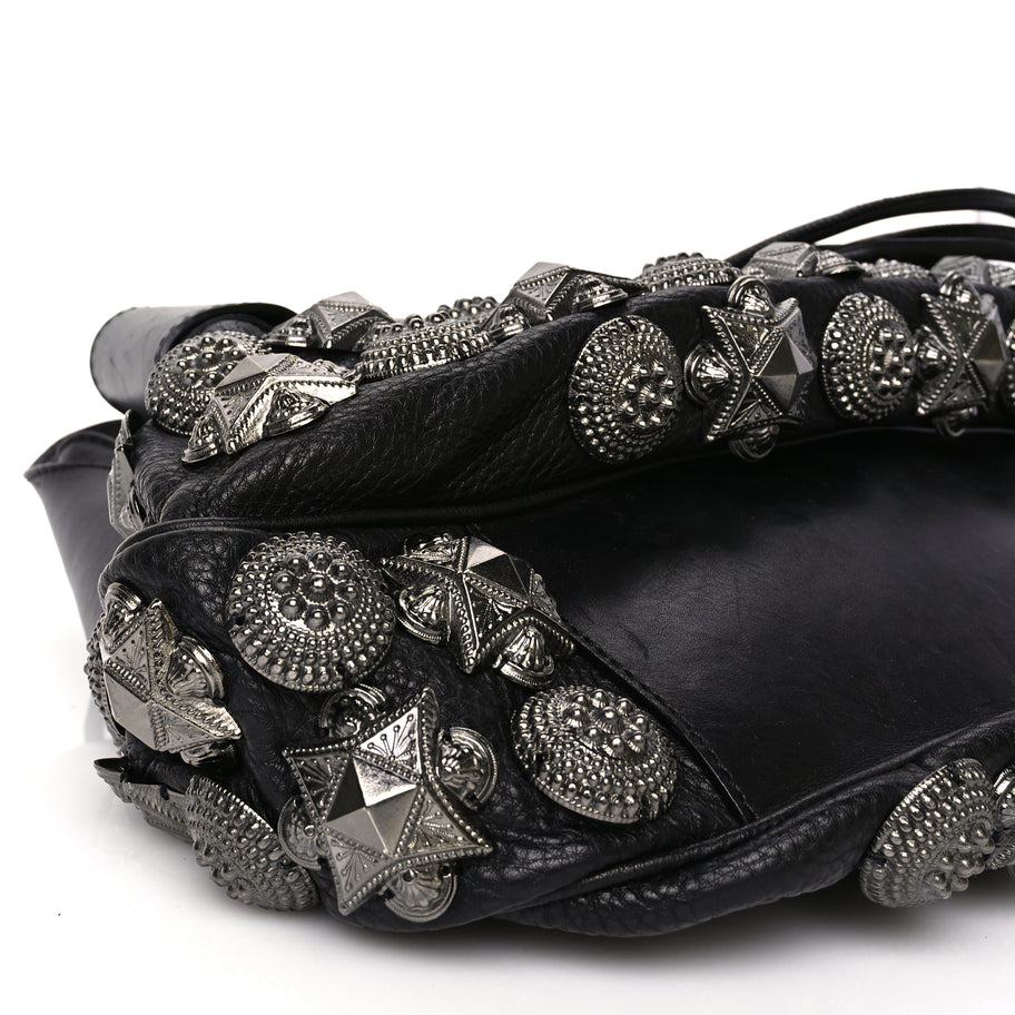 Burberry Calfskin Mason Warrior Studded Hobo Black Image 8