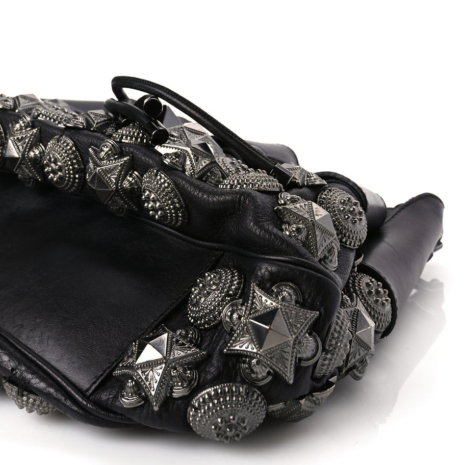 Burberry Calfskin Mason Warrior Studded Hobo Black Image 9