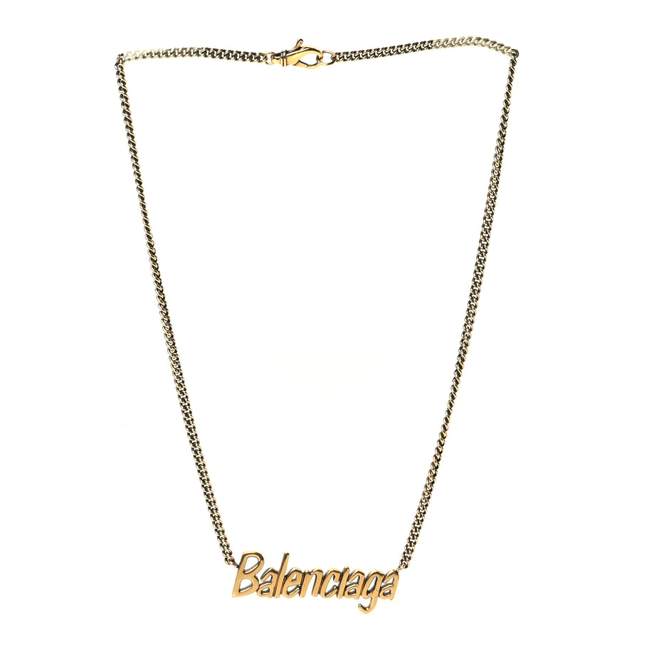 Balenciaga Metal Logo Necklace  Gold Image 3