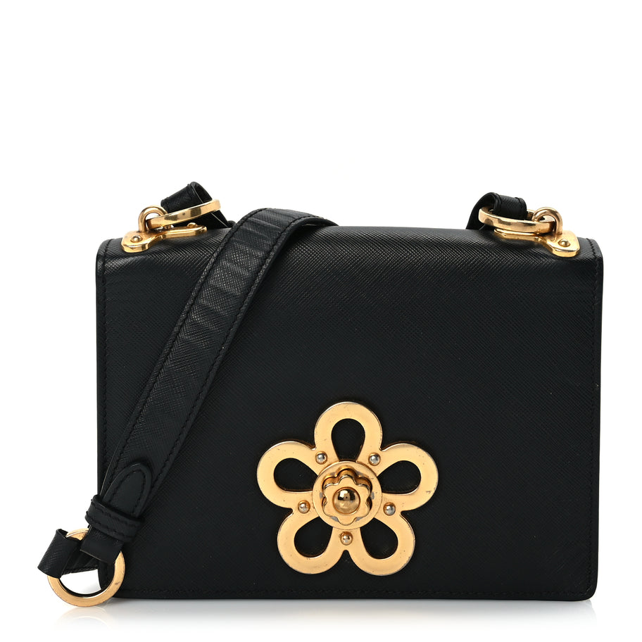 Prada Saffiano Corolle Crossbody Bag Black Image 1