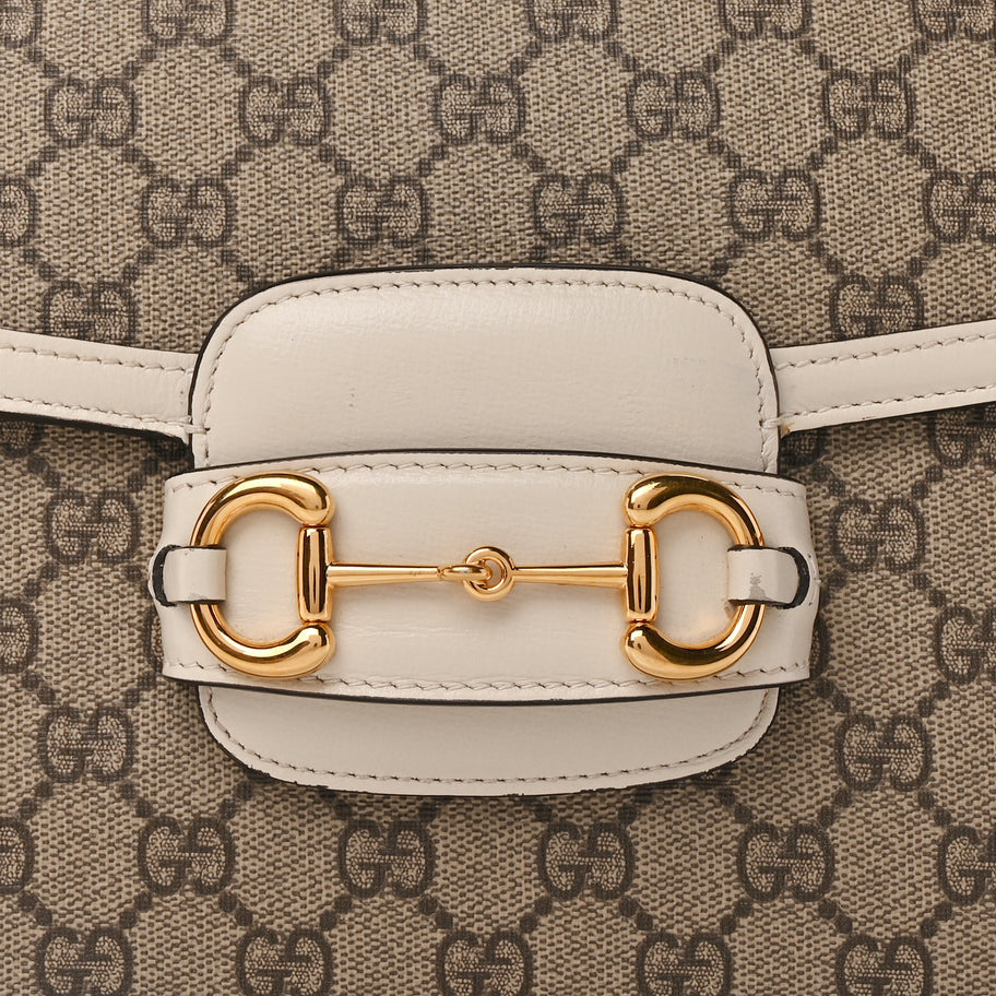 Gucci GG Supreme Monogram Horsebit 1955 Shoulder Bag Beige Mystic White Image 6