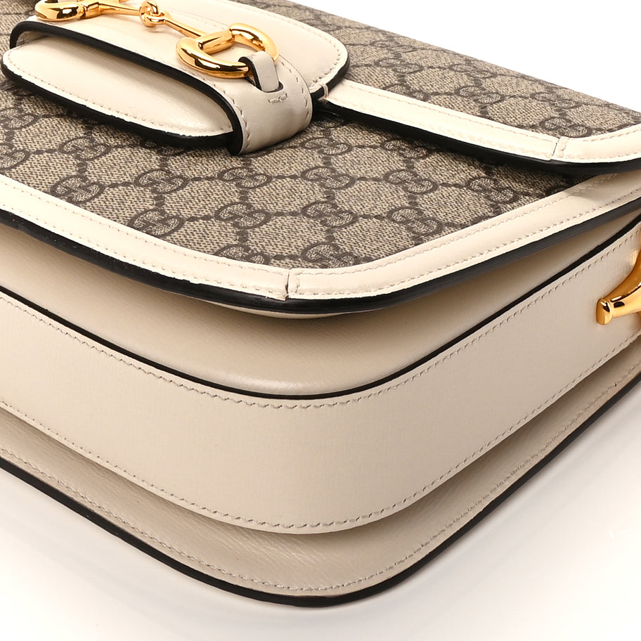Gucci GG Supreme Monogram Horsebit 1955 Shoulder Bag Beige Mystic White Image 7