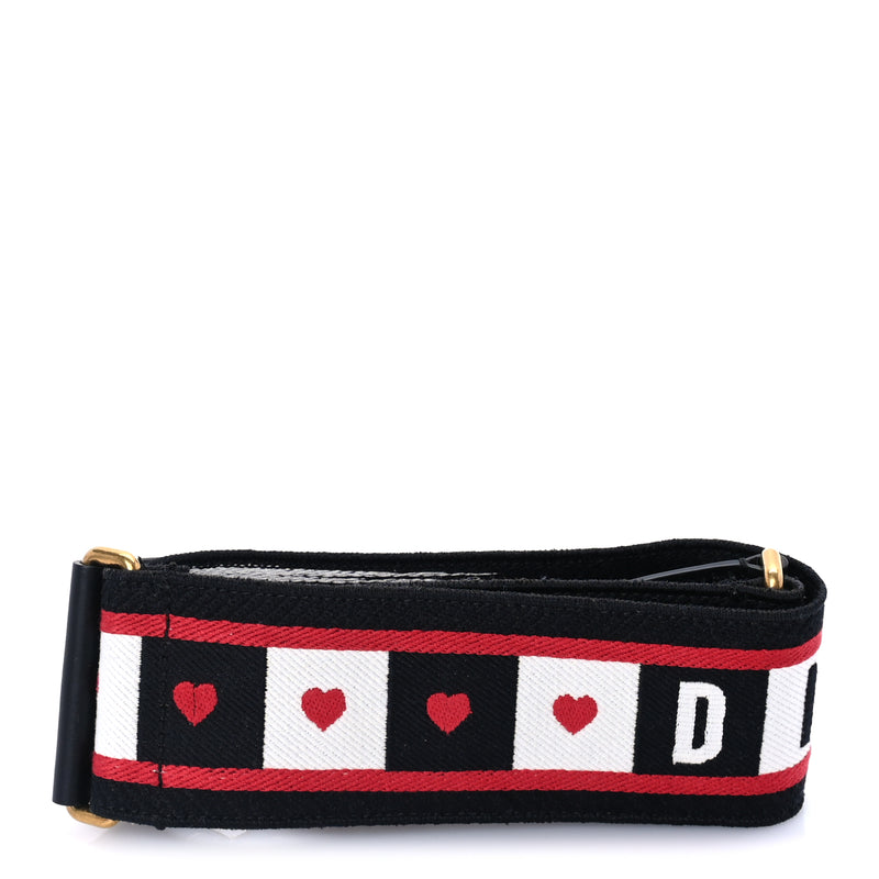  Christian Dior Canvas Embroidered Dioramour Shoulder Strap  Black Red White
