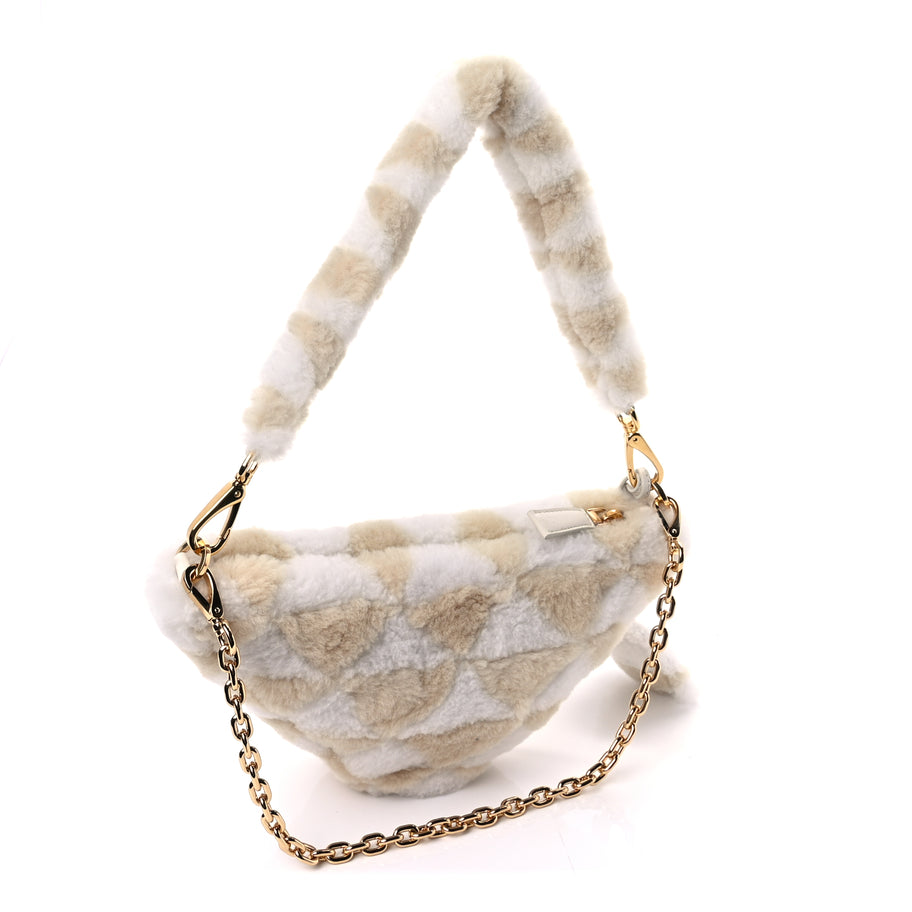Prada Shearling Symbole Mini Triangle Bag  Ecru White Image 2