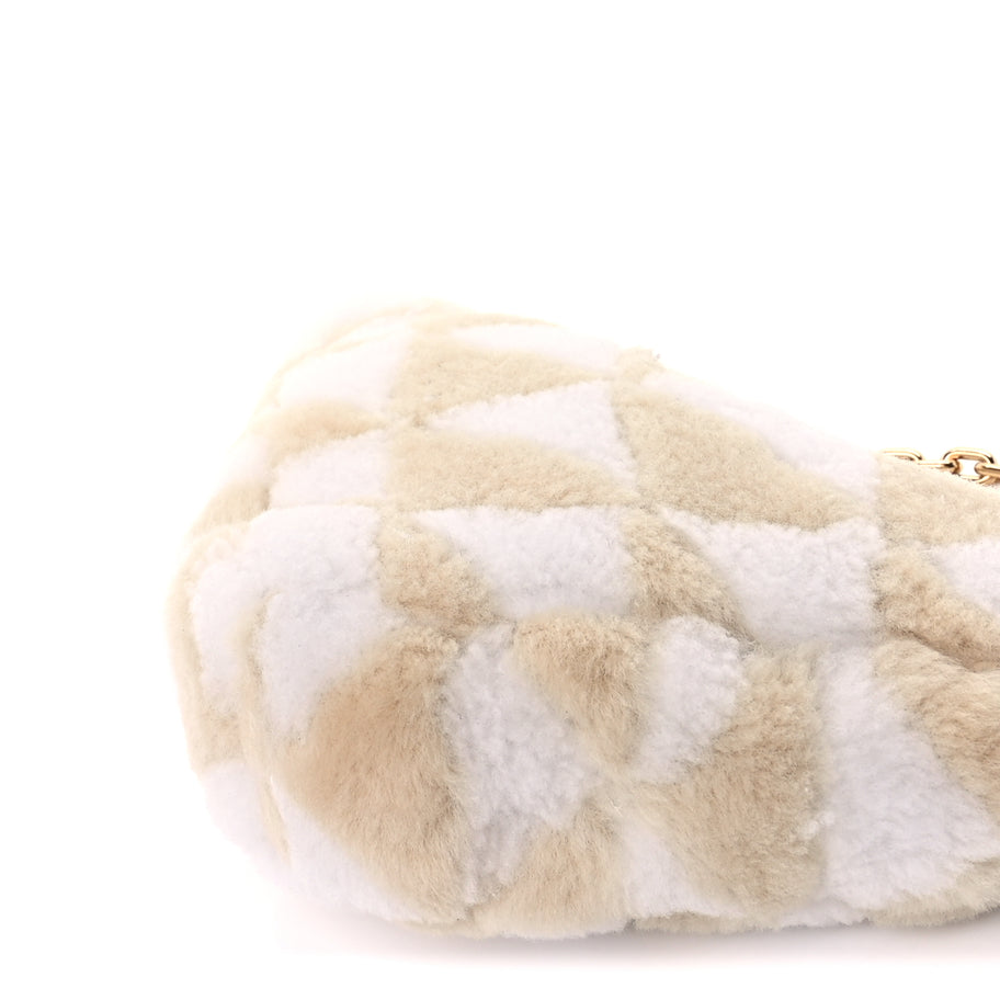 Prada Shearling Symbole Mini Triangle Bag  Ecru White Image 7