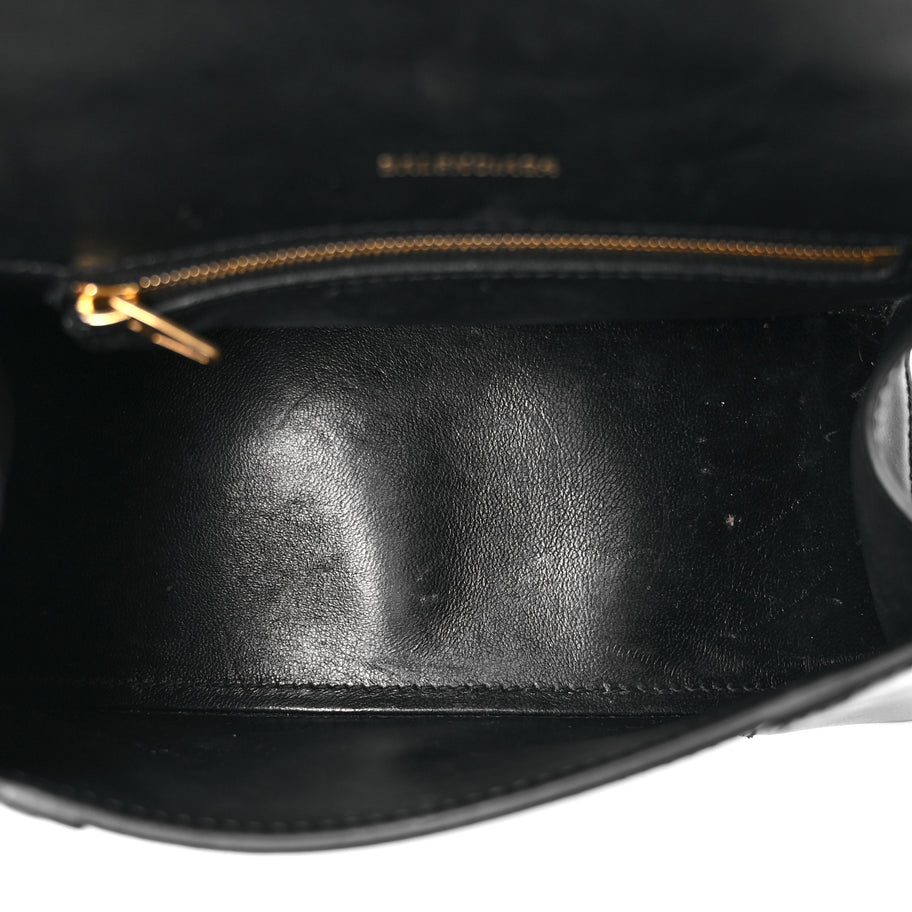 Balenciaga Shiny Box Calfskin Small Hourglass Top Handle Bag Black Image 4