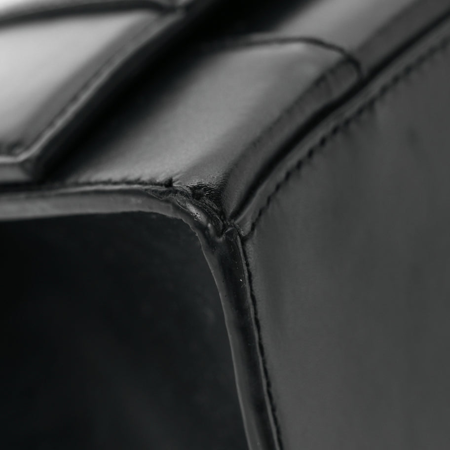 Balenciaga Shiny Box Calfskin Small Hourglass Top Handle Bag Black Image 9