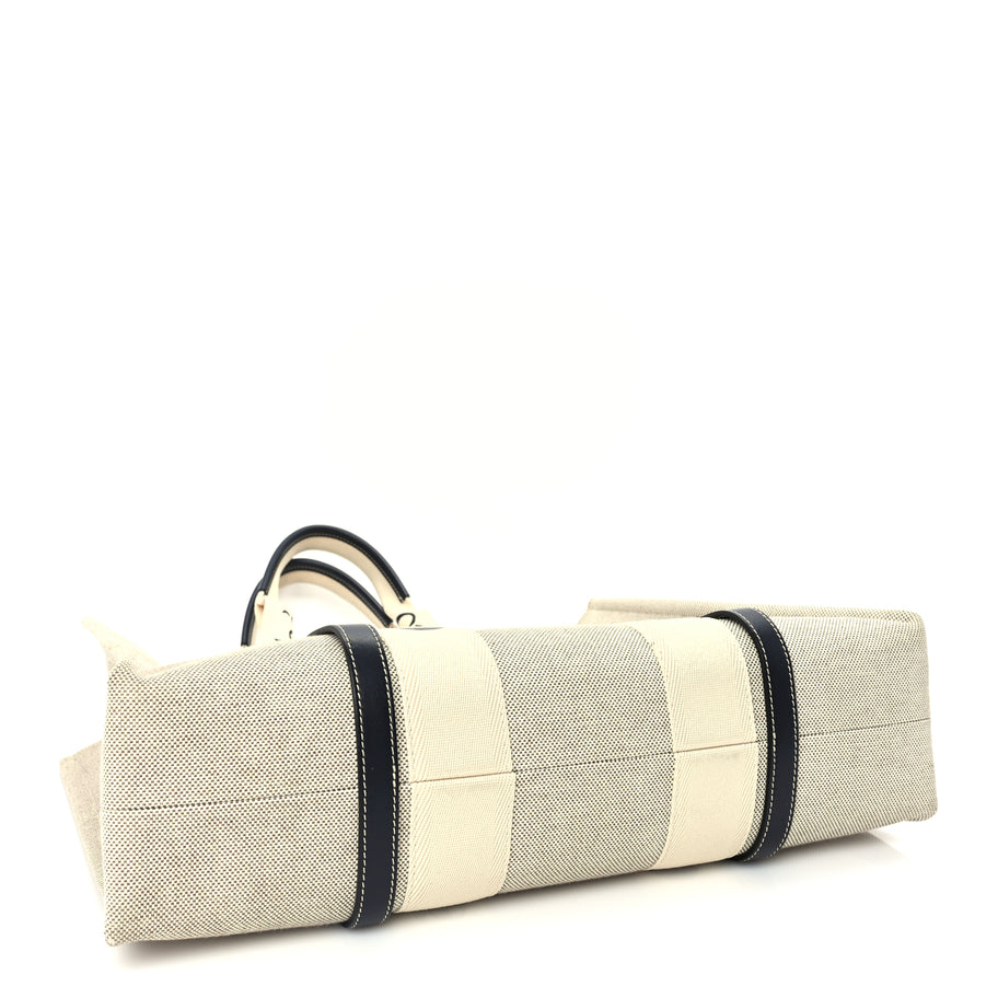 Chloe Cotton Calfskin Large Woody Ribbon Tote  White Blue Image 3