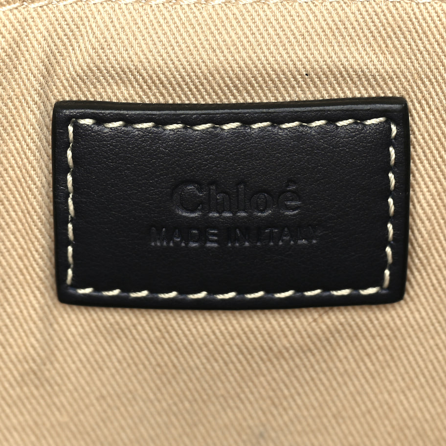 Chloe Cotton Calfskin Large Woody Ribbon Tote  White Blue Image 5