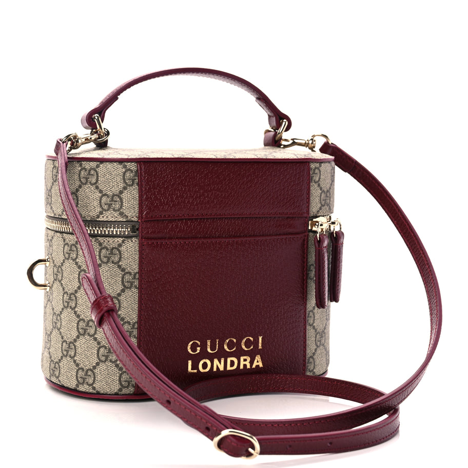 Gucci GG Supreme Monogram Ancora Calfskin Vanity Cosmetic Case Beige Ebony Rosso Image 2