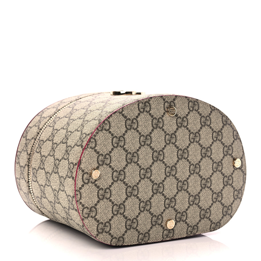 Gucci GG Supreme Monogram Ancora Calfskin Vanity Cosmetic Case Beige Ebony Rosso Image 3