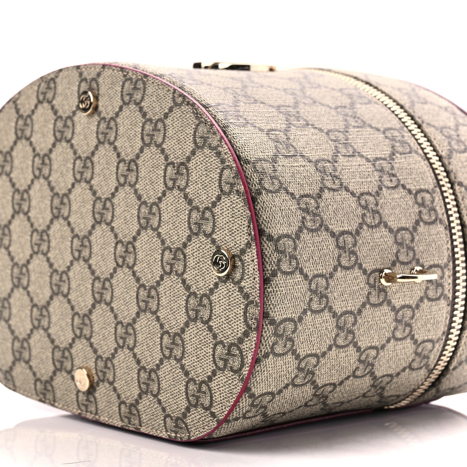 Gucci GG Supreme Monogram Ancora Calfskin Vanity Cosmetic Case Beige Ebony Rosso Image 8