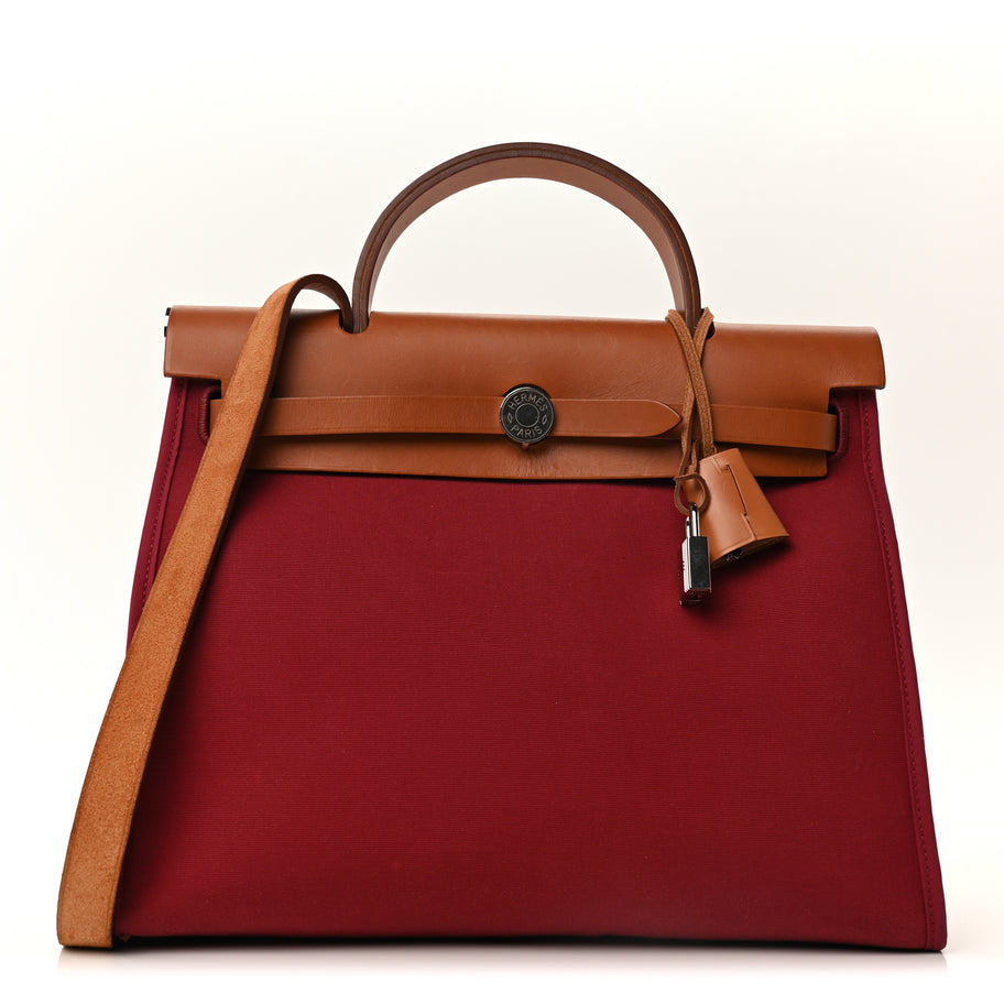 Hermes Vache Hunter Toile Herbag Zip 31 PM Rubis Image 1