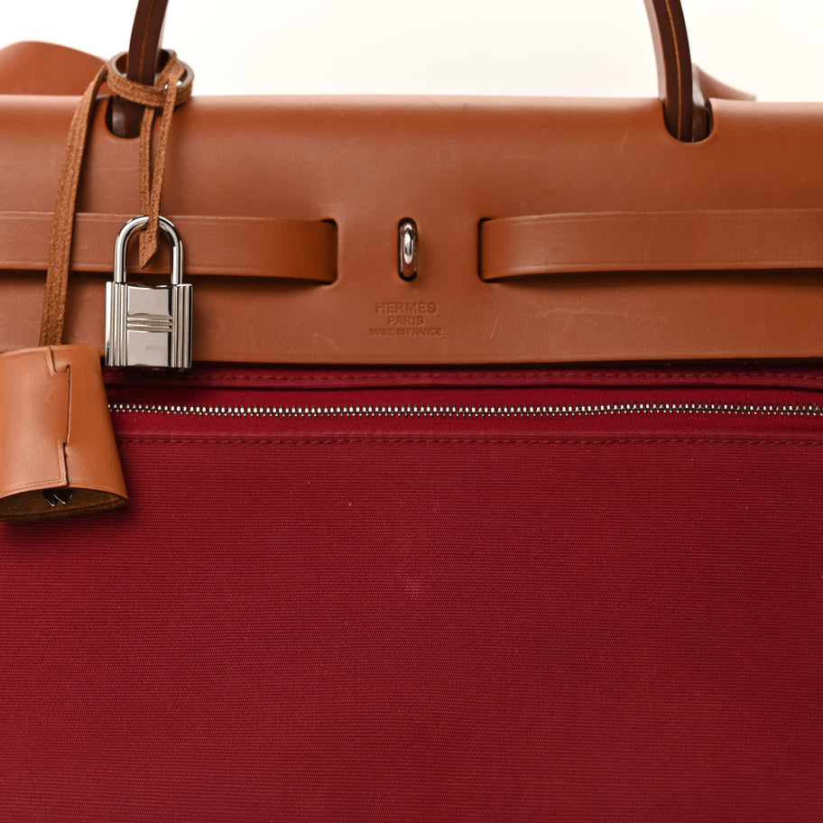Hermes Vache Hunter Toile Herbag Zip 31 PM Rubis Image 8