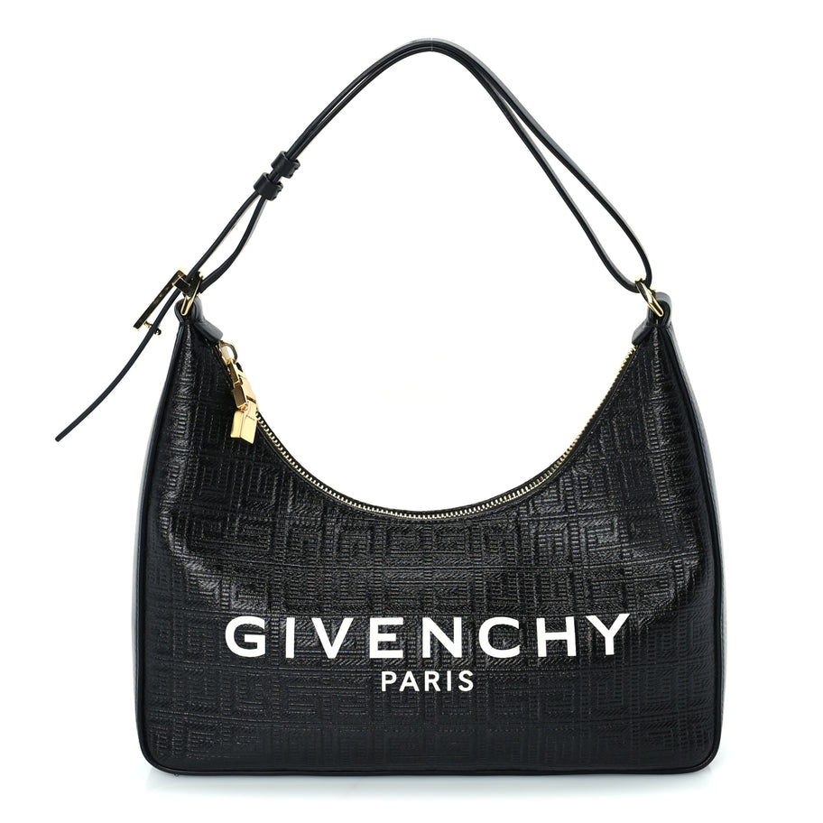 Givenchy Coated Canvas Logo 4G Embossed Small Moon Cut Out Shoulder Bag Black Image 1