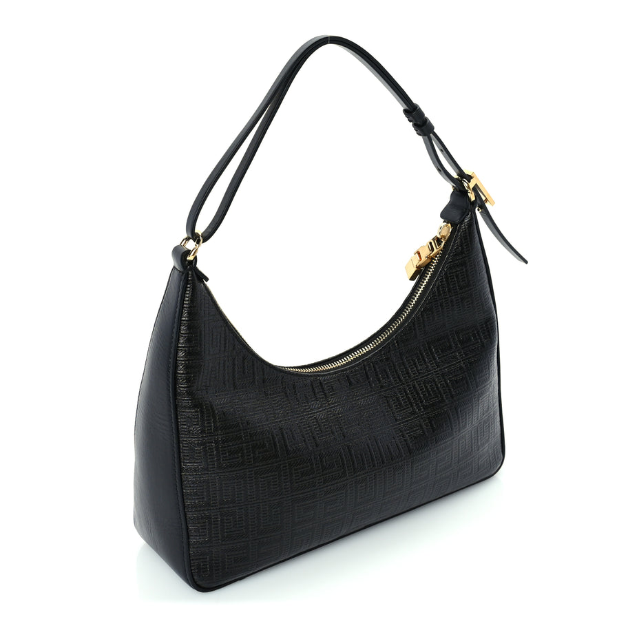 Givenchy Coated Canvas Logo 4G Embossed Small Moon Cut Out Shoulder Bag Black Image 2