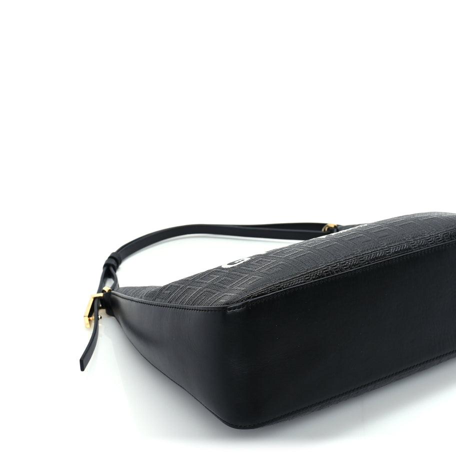 Givenchy Coated Canvas Logo 4G Embossed Small Moon Cut Out Shoulder Bag Black Image 7