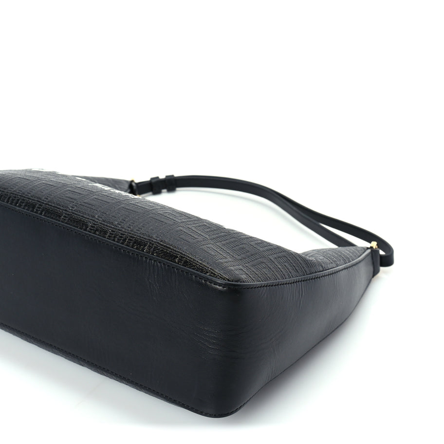 Givenchy Coated Canvas Logo 4G Embossed Small Moon Cut Out Shoulder Bag Black Image 8