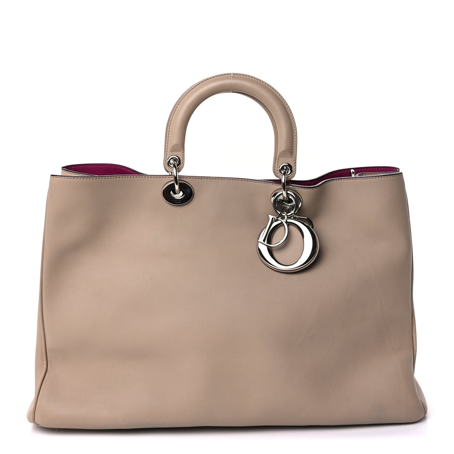 Christian Dior Smooth Calfskin Large Diorissimo Tote Beige Fuchsia Image 2