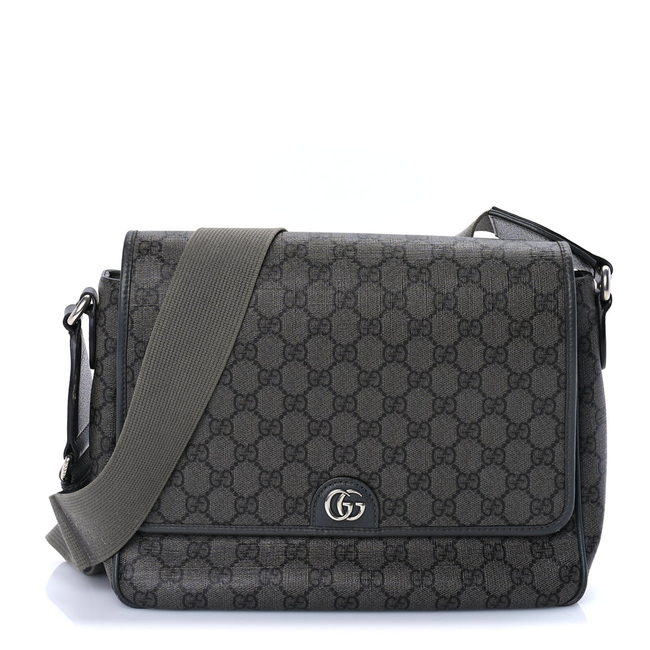 Gucci Tender GG Supreme Monogram Textured Dollar Calfskin Ophidia Messenger Bag Grey Black Graphite Grey Image 1