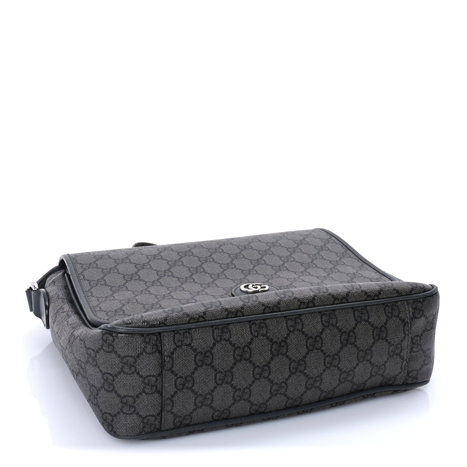 Gucci Tender GG Supreme Monogram Textured Dollar Calfskin Ophidia Messenger Bag Grey Black Graphite Grey Image 3