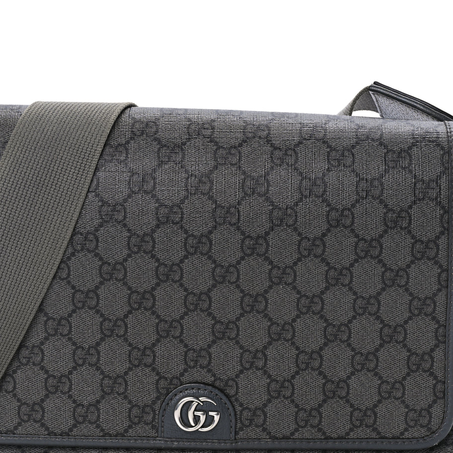 Gucci Tender GG Supreme Monogram Textured Dollar Calfskin Ophidia Messenger Bag Grey Black Graphite Grey Image 6