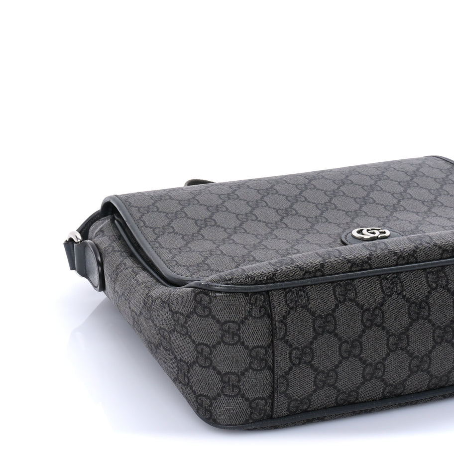Gucci Tender GG Supreme Monogram Textured Dollar Calfskin Ophidia Messenger Bag Grey Black Graphite Grey Image 7