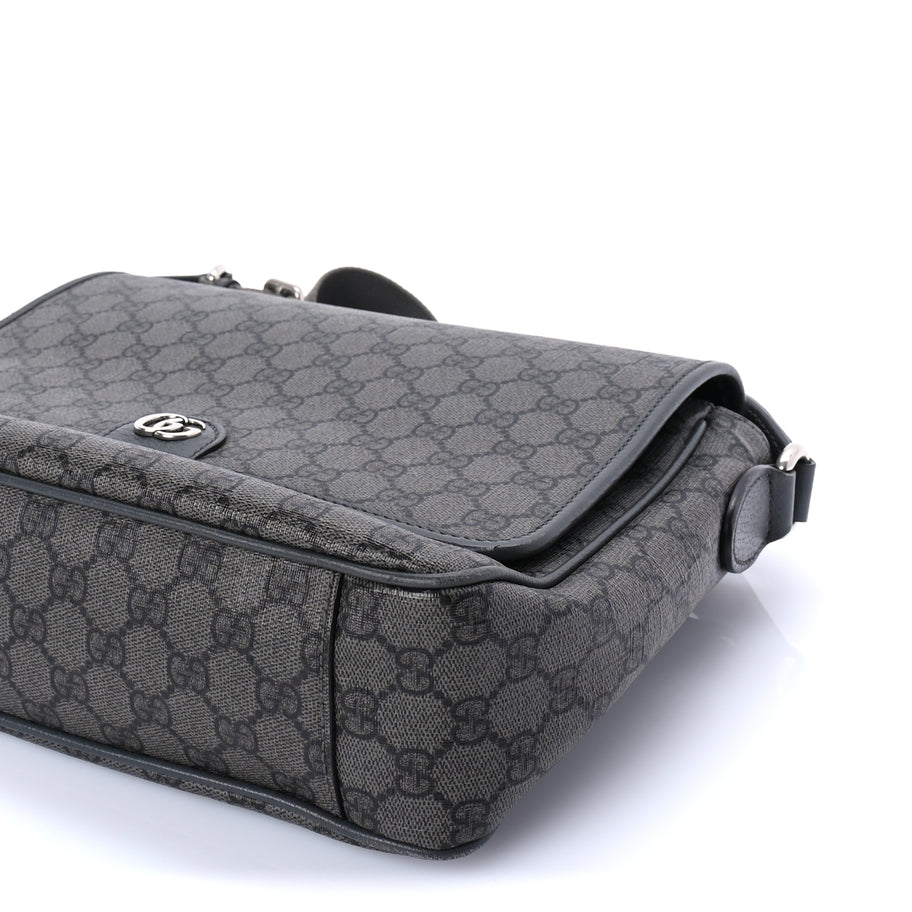 Gucci Tender GG Supreme Monogram Textured Dollar Calfskin Ophidia Messenger Bag Grey Black Graphite Grey Image 8