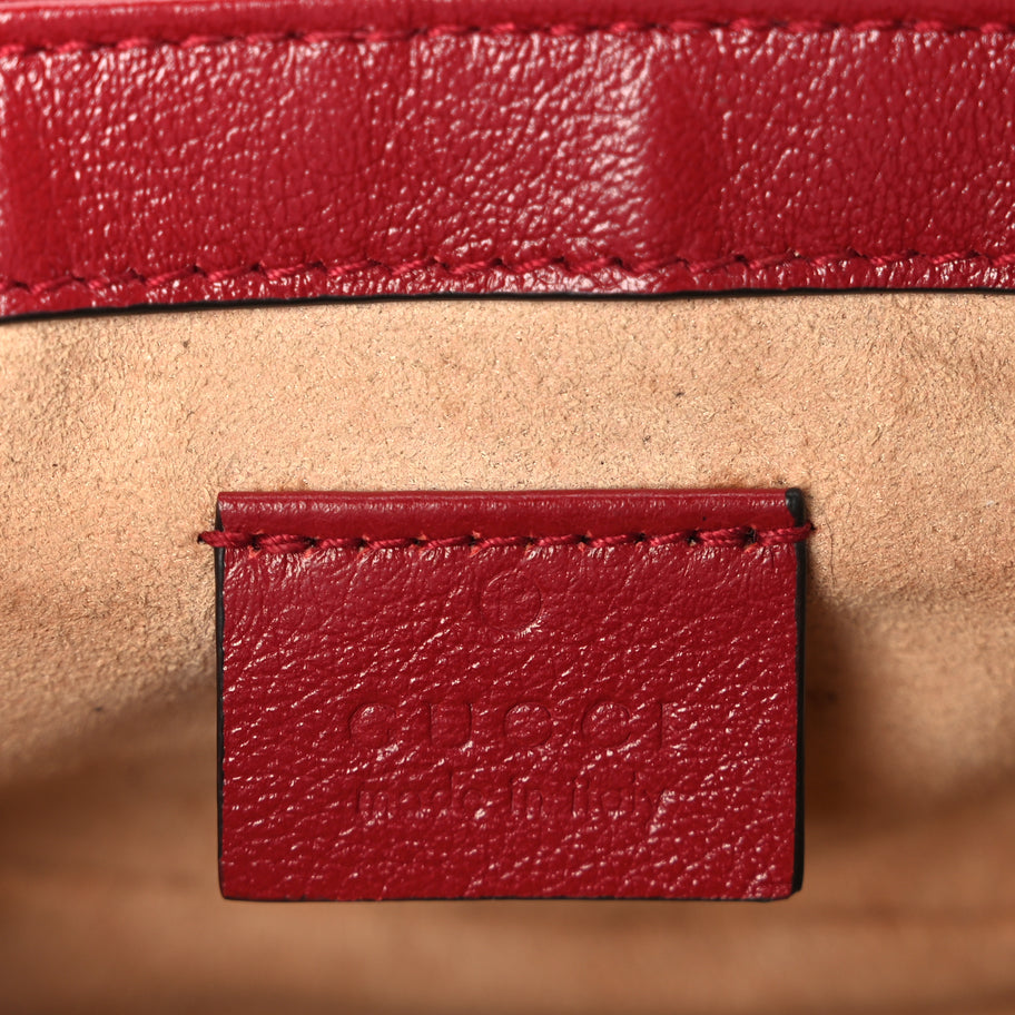 Gucci Vintage Effect Calfskin Matelasse Diagonal Super Mini Torchon GG Marmont Shoulder Bag Black Romantic Cherry Image 5