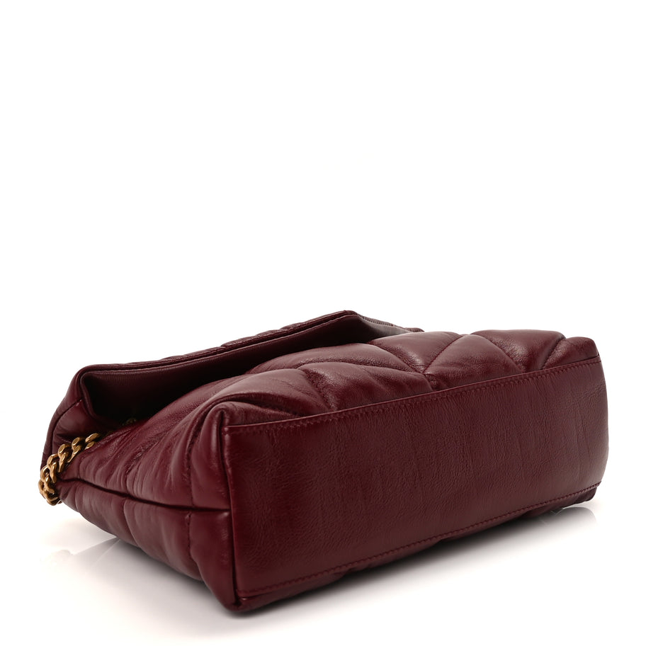 Saint Laurent Shiny Calfskin Quilted Toy Loulou Puffer Monogram Chain Satchel Dark Ruby Image 3