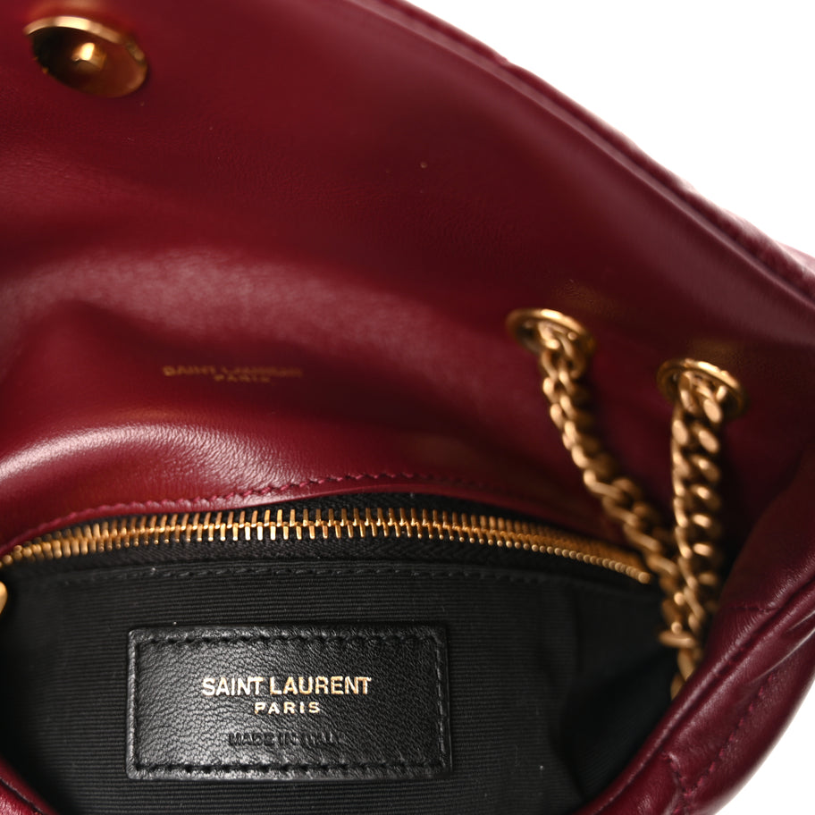 Saint Laurent Shiny Calfskin Quilted Toy Loulou Puffer Monogram Chain Satchel Dark Ruby Image 4