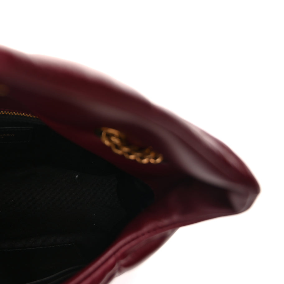 Saint Laurent Shiny Calfskin Quilted Toy Loulou Puffer Monogram Chain Satchel Dark Ruby Image 5