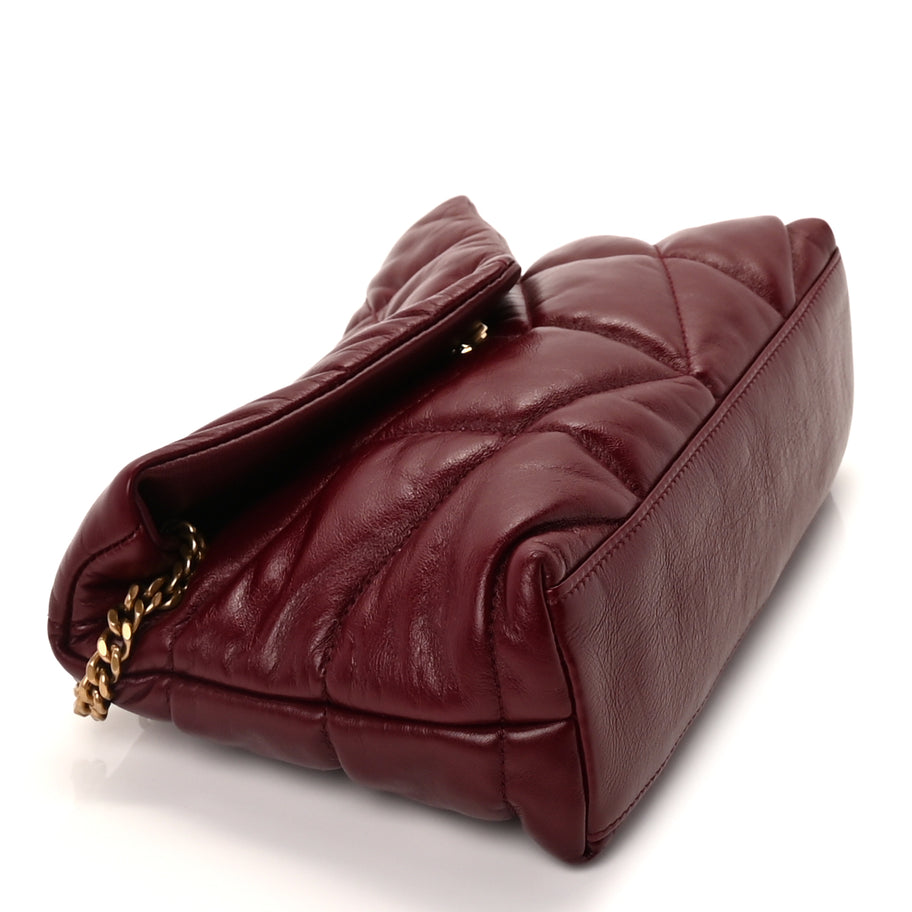 Saint Laurent Shiny Calfskin Quilted Toy Loulou Puffer Monogram Chain Satchel Dark Ruby Image 7