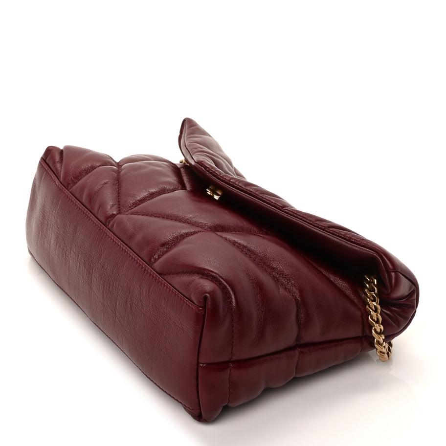 Saint Laurent Shiny Calfskin Quilted Toy Loulou Puffer Monogram Chain Satchel Dark Ruby Image 8