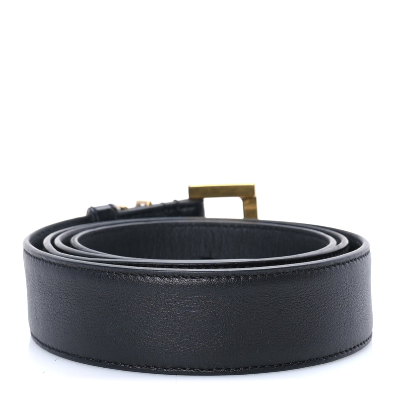  Saint Laurent Smooth Calfskin Monogram Cassandre Extra Thin Square Buckle 85 34  Black