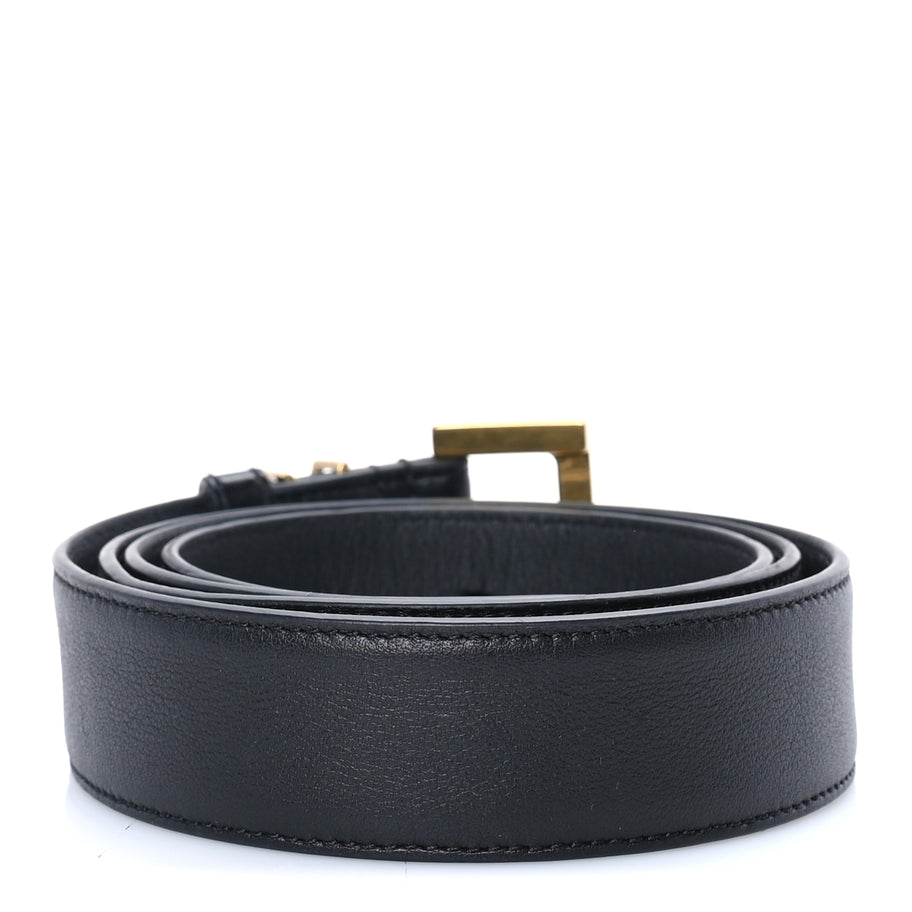 Saint Laurent Smooth Calfskin Monogram Cassandre Extra Thin Square Buckle 85 34  Black Image 2