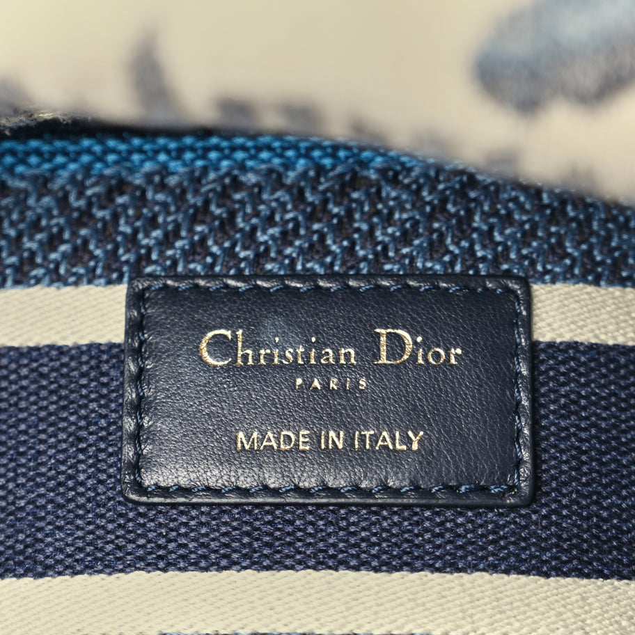Christian Dior Canvas Embroidered Palm Tree Toile De Jouy Medium Lady D-Lite Blue Image 5