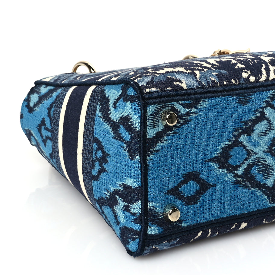 Christian Dior Canvas Embroidered Palm Tree Toile De Jouy Medium Lady D-Lite Blue Image 7